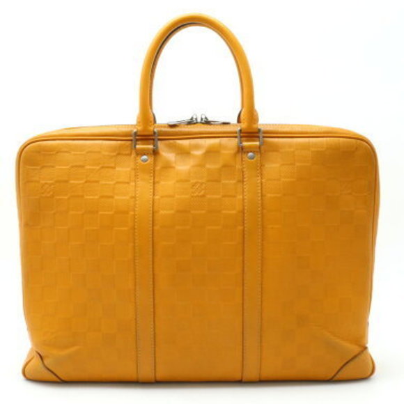 Louis Vuitton Damier Infini Black PDV Porte Document Voyage Yellow - Picture 1 of 7